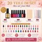 Preview: Golden UV Nail Polish Set – Coffret Vernis UV 20 pièces avec Golden Glitter Top Coat
